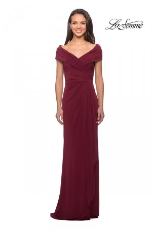 La Femme 26519 Off Shoulder Ruched Gown