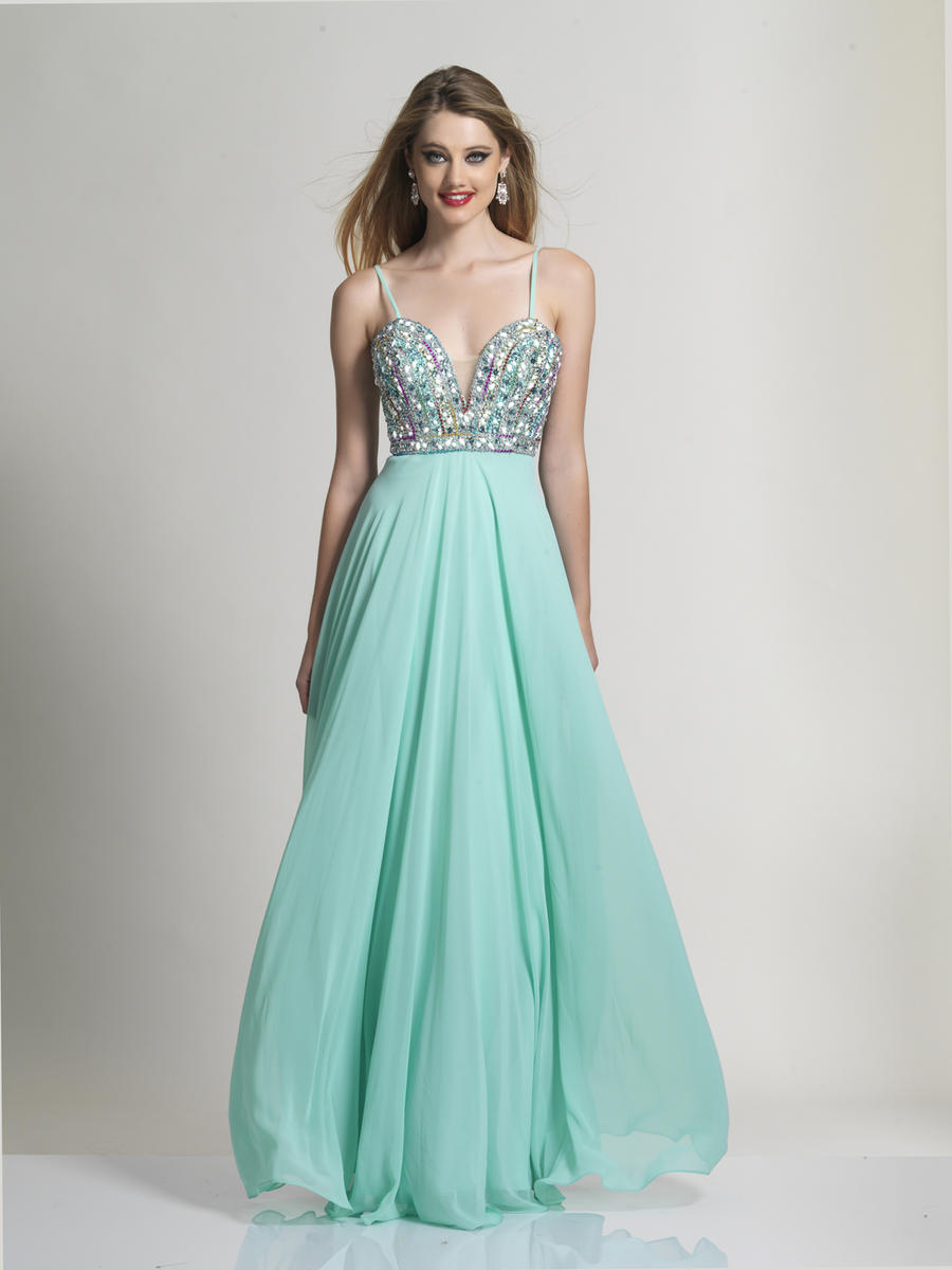French Novelty: Dave and Johnny 2671 Colorful Beaded Chiffon Gown