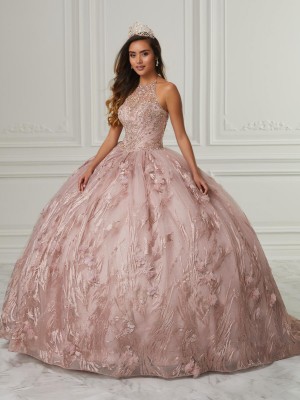 House of Wu 26987 Sheer High Neck Quinceanera Dress