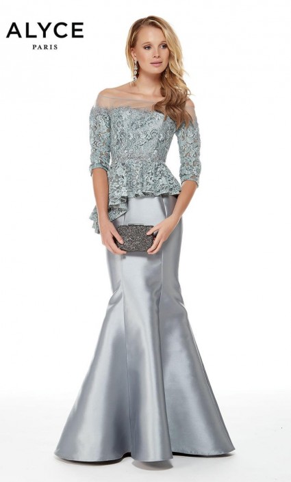 peplum mermaid gown