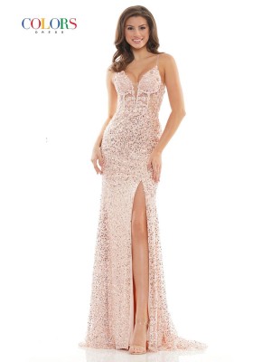 Colors Dress 2715 Sequin Lace Applique Gown