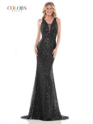 Colors Dress 2718 Sequin and Pearl Prom Gown