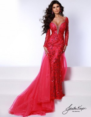 Johnathan Kayne 2732 Beaded Lace Gown with Overskirt
