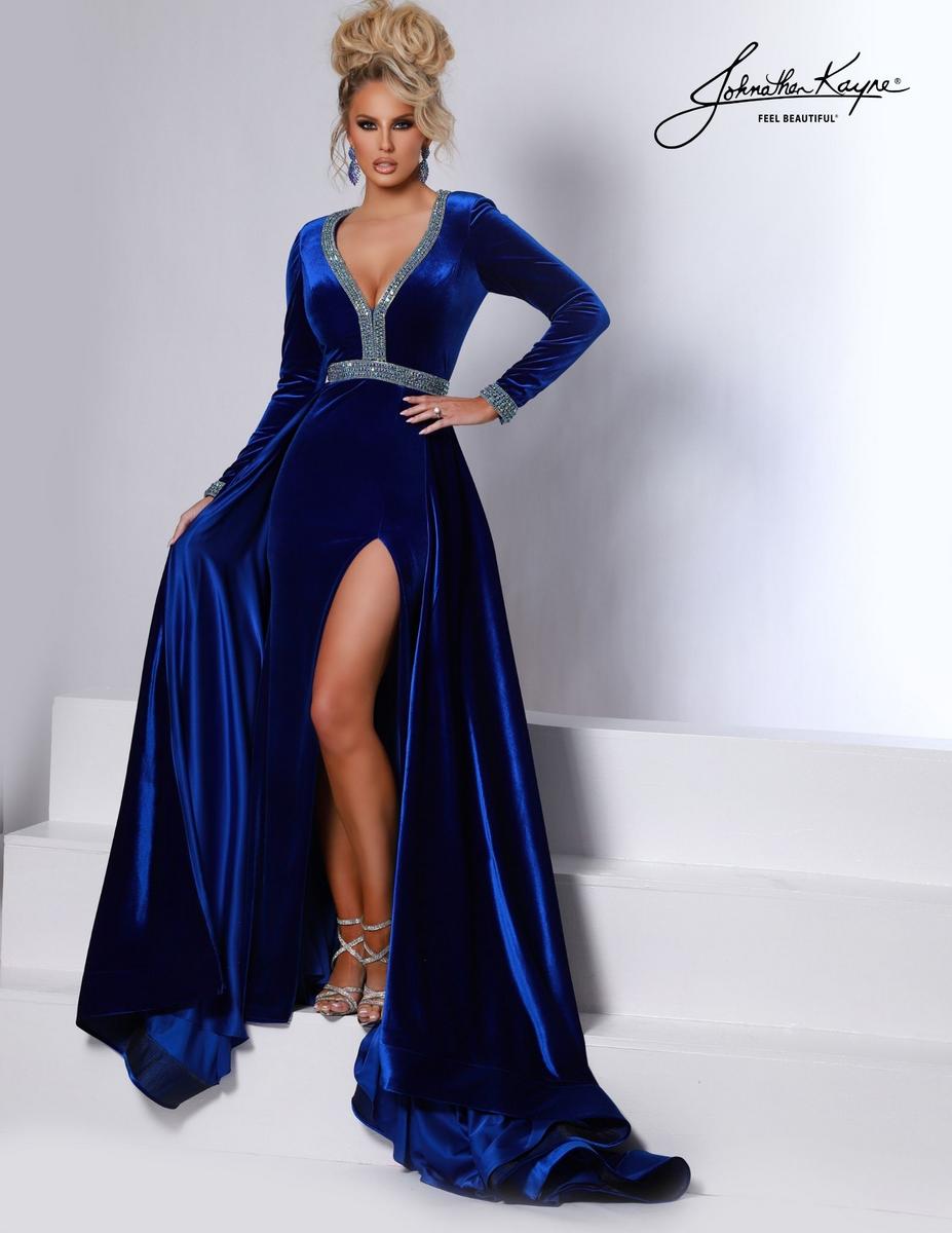 French Novelty: Johnathan Kayne 2742 Winning Velvet Long Sleeve Gown