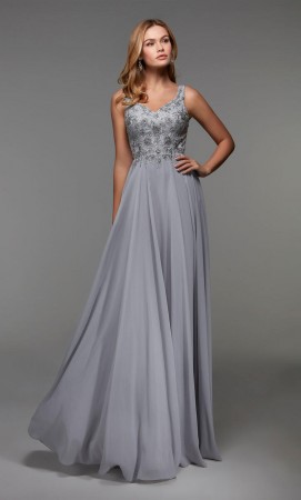 Alyce 27473 Flowing Lace Chiffon Evening Gown
