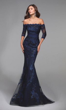 Alyce 27495 Lace Off Shoulder Fitted Gown