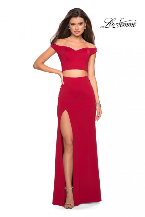 2 piece off the shoulder prom dress