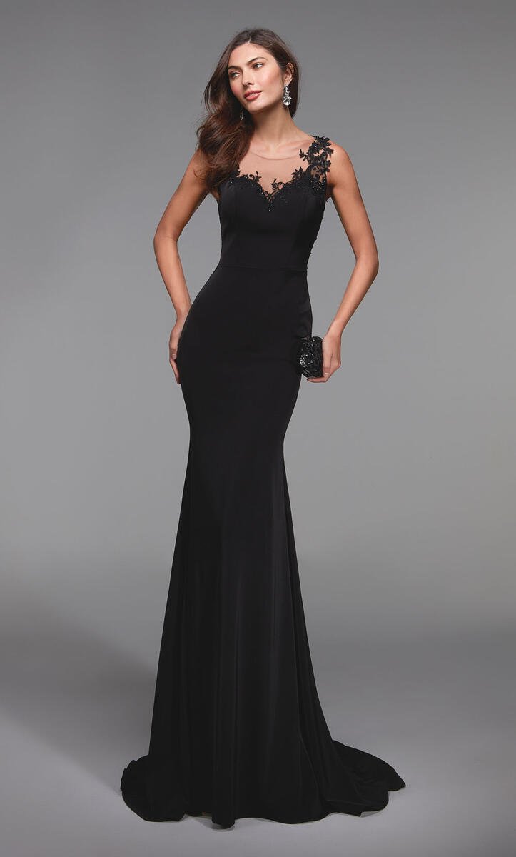 French Novelty: Alyce Paris 27542 Sheer Lace Back Gown
