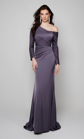 Alyce 27557 Asymmetric Long Sleeve Gown