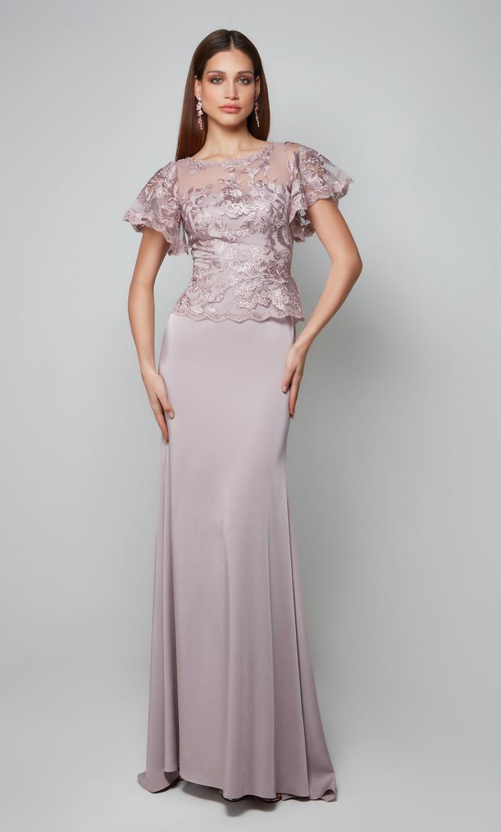 French Novelty: Alyce 27565 Sheer Flutter Sleeve Gown