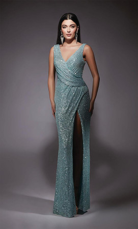 Alyce Paris 27653 Draped Sequin Wedding Guest Gown