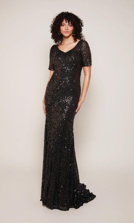 Alyce Paris 27668 Short Sleeve Sequin MOB Gown
