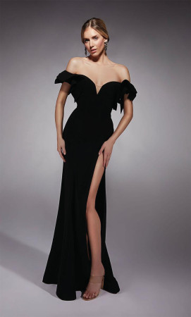 Alyce Paris 27713 Off Shoulder Ruffle Sleeve Gown
