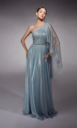 Alyce Paris 27719 Metallic Chiffon One Shoulder Gown