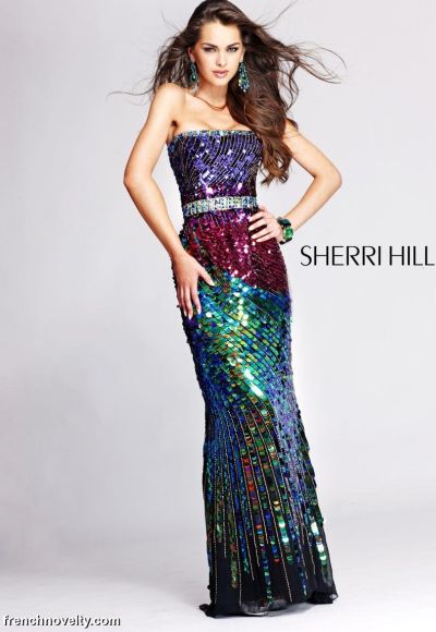 multi color sequin prom dress