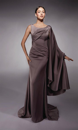 Alyce Paris 27722 One Long Draped Sleeve Gown