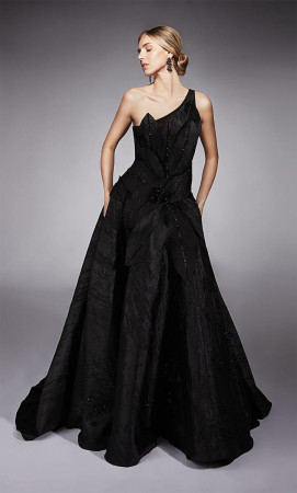 Alyce Paris 27730 One Shoulder Jacquard A-Line Gown