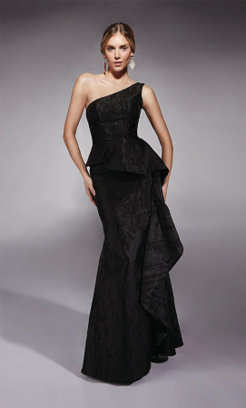 Alyce Paris 27732 One Shoulder Jacquard Gown with Ruffle