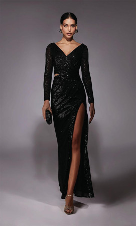 Alyce Paris 27741 Long Sleeve Sequin Cutout Gown