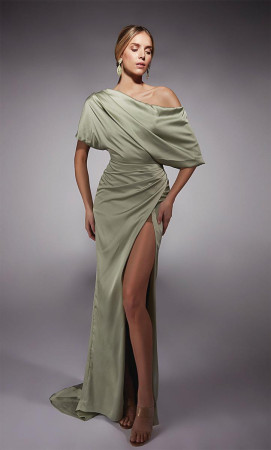 Alyce Paris 27748 Asymmetric Draped Sleeve Gown