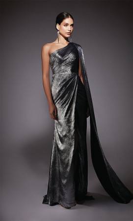 Alyce Paris 27753 Metallic One Shoulder Gown with Drape