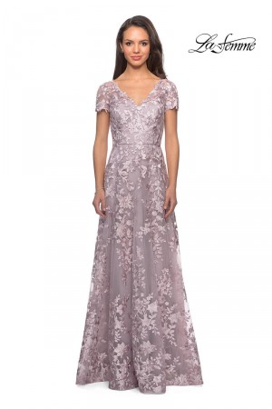 La Femme 27870 Floral Lace Evening Dress