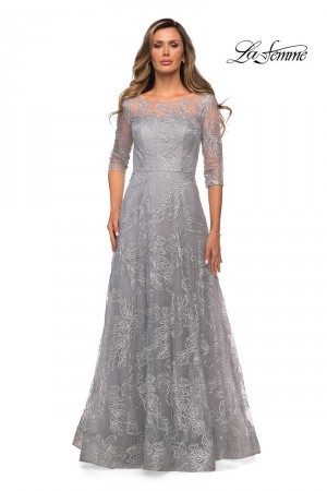 La Femme 27942 Floral Sequin Evening Dress