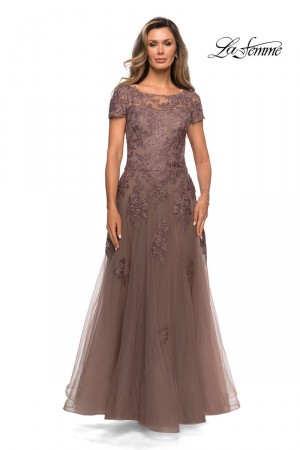 La Femme 27958 Floral Tulle Evening Dress