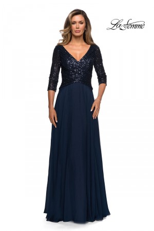 La Femme 27998 Sparkling Top Chiffon Gown