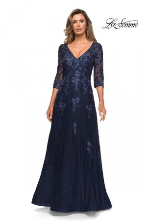 La Femme 28000 Navy Mother of the Bride Dress