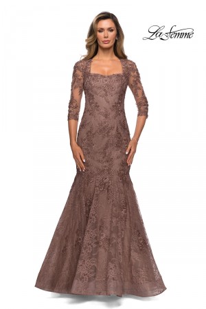 La Femme 28033 Lace Mother of the Bride Dress