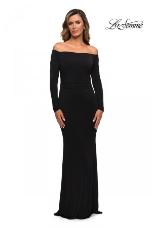 La Femme 28054 Off Shoulder Long Sleeve Gown