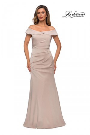 La Femme 28110 Amazing Off Shoulder Ruched Gown