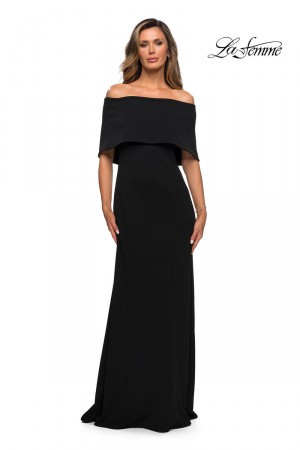 La Femme 28209 Black Off Shoulder Gown