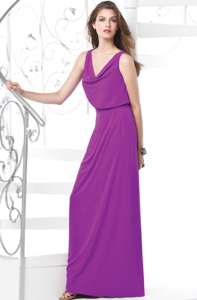 Cowl Neck Chiffon Bridesmaid Dress