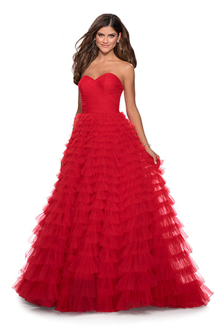 tiered ruffle prom dress