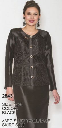 Lily and Taylor 2843 Womens 3pc Church Suit with Lace