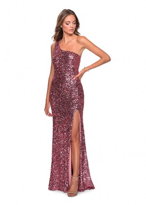 La Femme 28596 One Shoulder Sequin Prom Dress