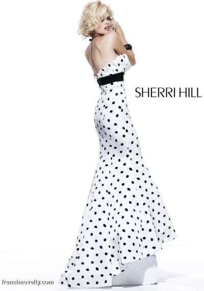 black and white polka dot prom dress