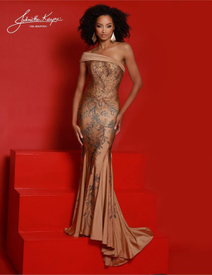 Johnathan Kayne 2872 One Shoulder Beaded Gown