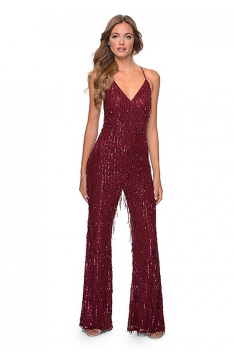 sequin fringe jumpsuit