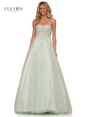 Colors Dress 2898 Sheer Lace Corset Prom Gown