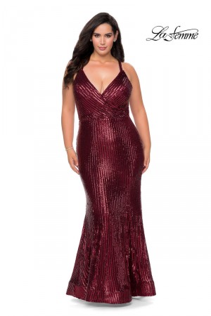 La Femme Curve 29051 Sequin Plus Size Dress