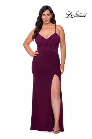 La Femme Curve 29055 Lace Up Back Plus Size Dress