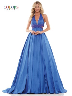 Colors Dress 2910 Halter Prom Gown with Cape