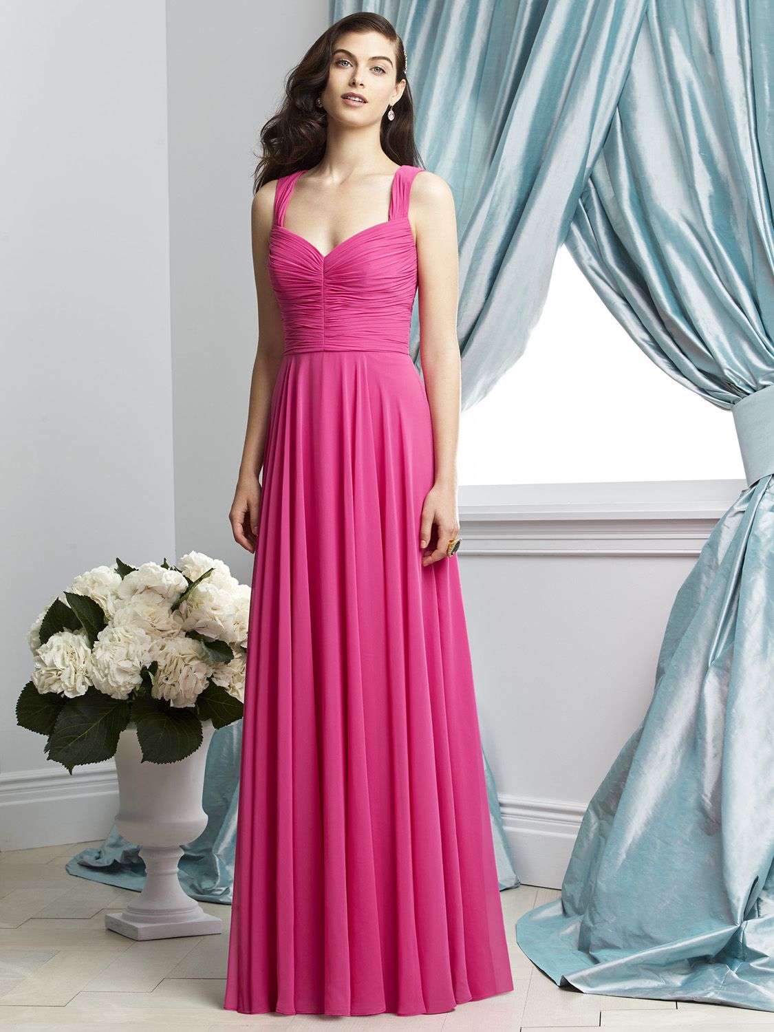 shirred chiffon gown