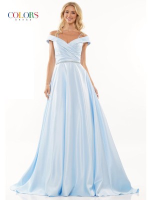 Colors Dress 2938 Off Shoulder Gown with Pockets