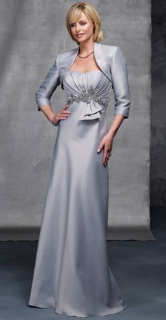 Alyce Jean De Lys Silk Evening Jacket Dress with Pleated Bodice 29387