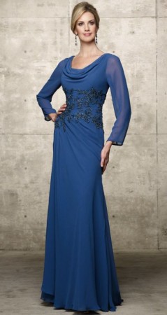 Alyce JDL Long Sleeve Cowl Neck Chiffon Evening Dress 29425