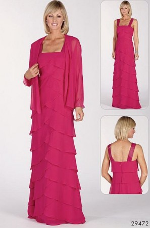 Alyce Paris JDL Ruffle Tiered Crepe Chiffon MOB Dress 29472